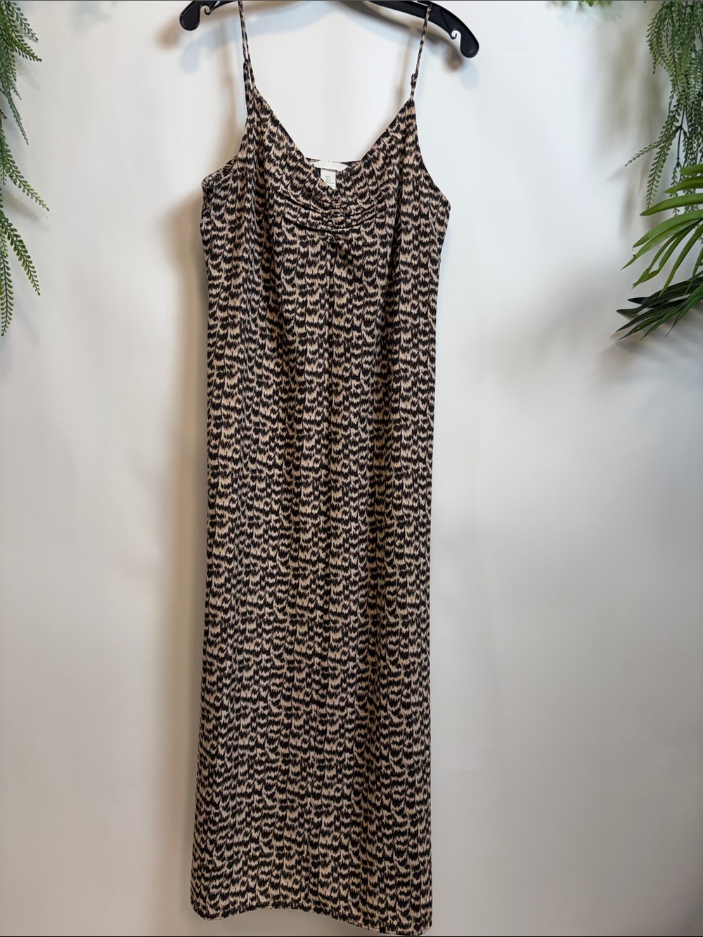 H&M Black & Beige Printed Maxi Slip Dress